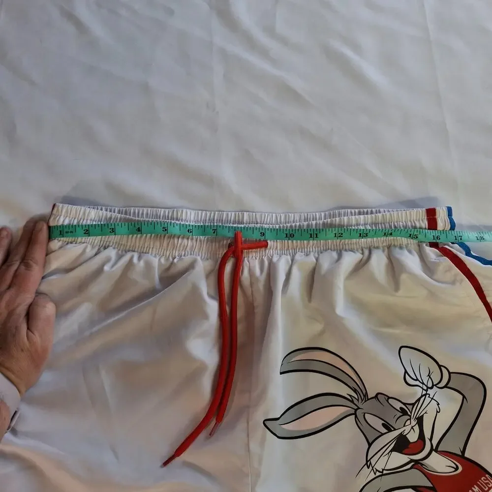 Looney Tunes Bugs Bunny Team USA Athletic Shorts L White Lined Large